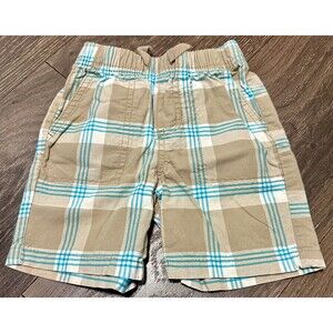 Boy's Circo Plaid Pull-On Shorts Stripe Tan Blue White (816)